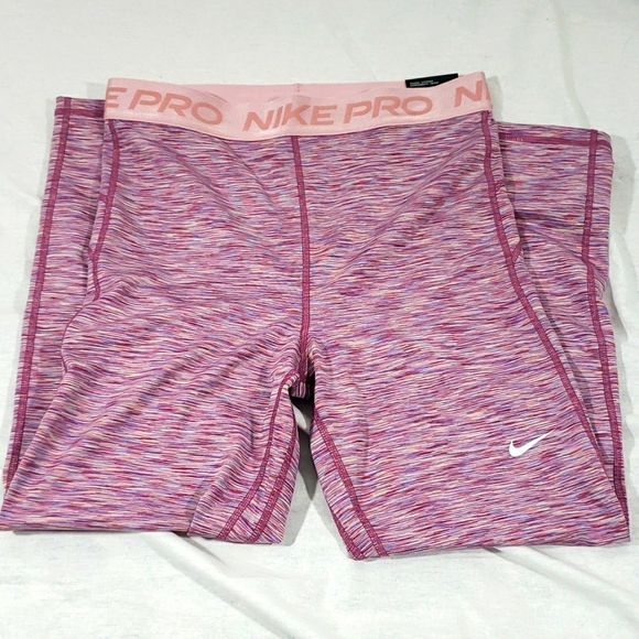 NWT Nike Pro Women's Glaze Pink Dri-Fit High-Waisted Crop Tights, Size Medium - Picture 10 of 10